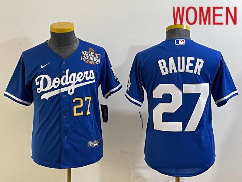 Women Los Angeles Dodgers 27 Bauer Blue Game 2024 Nike MLB Jersey style 4